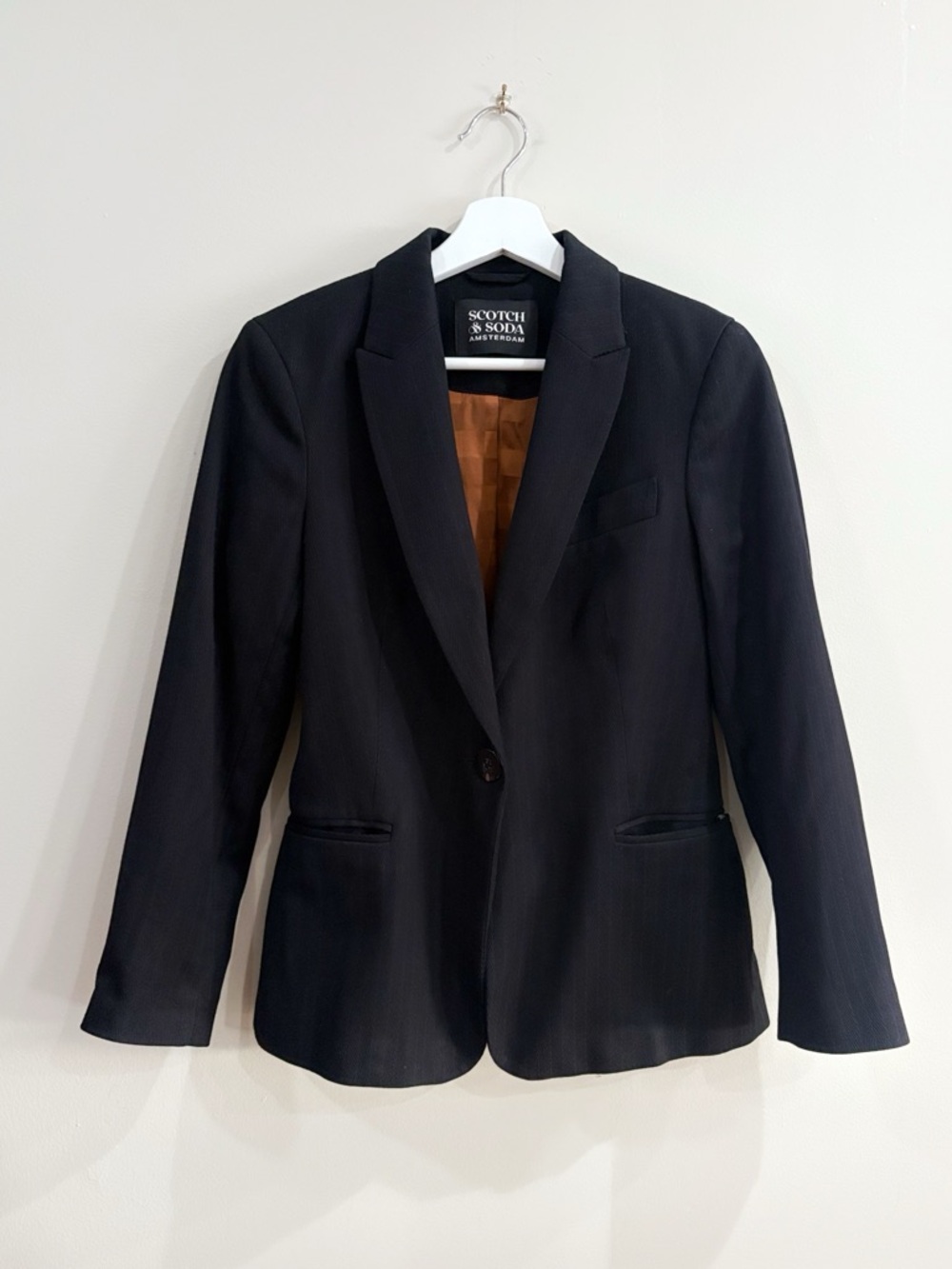 Scotch & Soda Black Women's Blazer with Brown Lining
